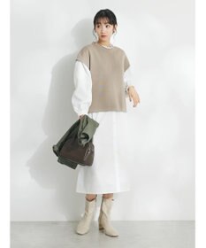 CRAFT STANDARD BOUTIQUE 【洗える】ニットベスト+シャツワンピースSET-B