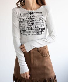 WEGO ヘンリーネックグラフィックピチトップス