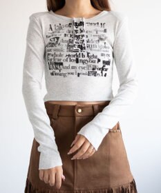 WEGO ヘンリーネックグラフィックピチトップス