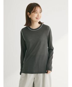 Green Parks 配色ステッチシアーリブプルオーバー