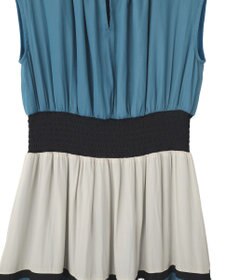 YECCA VECCA マルチカラーシャーリングワンピース