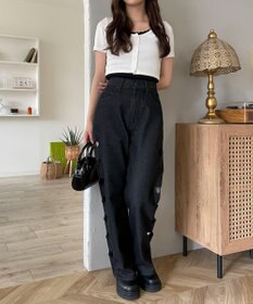 WEGO 【MLサイズ展開】ハートサイドラインストレートパンツ