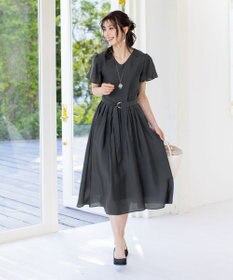 Tiaclasse 【洗える】大人上品なシアータックワンピース