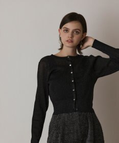 GRACE CONTINENTAL ラメリブシアーニットカーディガン