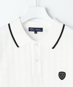 23区GOLF 【MEN】フラッグジャガードニットポロシャツ ストレッチ 半袖