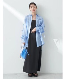 earth music&ecology 袖スリットリボンロングシャツ