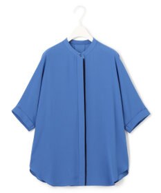 ICB 【新色追加・接触冷感・UVケア・速乾・洗える】BackSatinAmunzen 5分袖バンドカラーブラウス