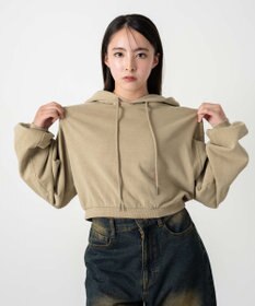 WEGO ピグメントショートグラフィックプルパーカー