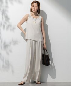 23区 【接触冷感/UVカット/吸水速乾】ストレッチジョーゼット ワイド パンツ