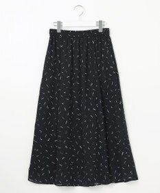 自由区 【XSサイズ～/洗える】ドローイングタッチプリント ギャザースカート