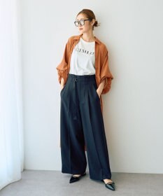 YECCA VECCA 【UVカット/接触冷感/洗える】ベルト付きイージーケアワイドパンツ