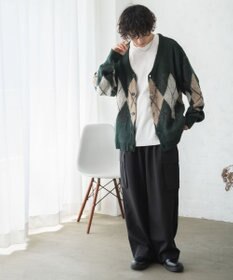 WEGO モヘアライク総柄BIGカーディガン