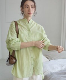 WEGO 着丈が選べる オーバーサイズ バンドカラー シャツ / ストライプ / 無地