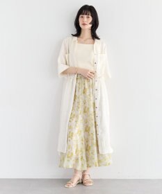 YECCA VECCA ボタニカル柄シアーロングスカート