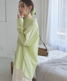 WEGO 着丈が選べる オーバーサイズ バンドカラー シャツ / ストライプ / 無地