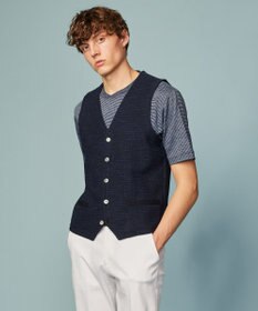 JOSEPH ABBOUD 【イタリア糸使用/清涼感/軽い/洗える】スラブギマニットベスト