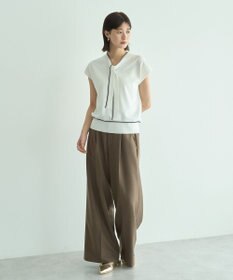 YECCA VECCA 【UVカット/接触冷感/洗える】ベルト付きイージーケアワイドパンツ