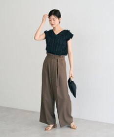 YECCA VECCA 【UVカット/接触冷感/洗える】ベルト付きイージーケアワイドパンツ