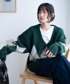 WEGO モヘアライク総柄BIGカーディガン