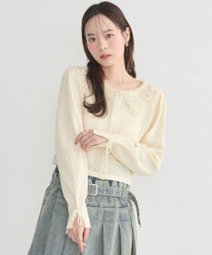 earth music&ecology レース襟カーディガン