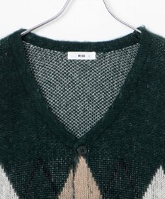 WEGO モヘアライク総柄BIGカーディガン