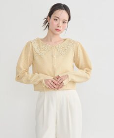 earth music&ecology レース襟カーディガン