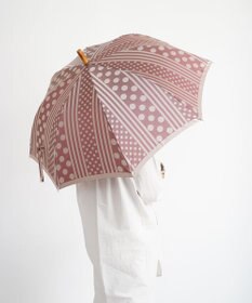槇田商店 Kirie ドットとストライプ アンティークボルドー 長傘