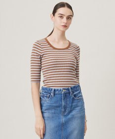 ICB 【洗える】4×2リブ プルオーバー キャメルボーダー系