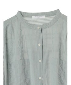 Green Parks インド綿  バンドカラーデザイン５分袖シャツ