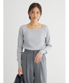 Green Parks 洗える　スクエアネックリブニットプルオーバー