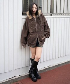 WEGO 裏起毛ファーフードBIGZIPパーカー