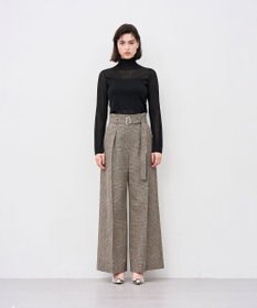 uncrave グレンチェック ワイドパンツ ブラウンチェック