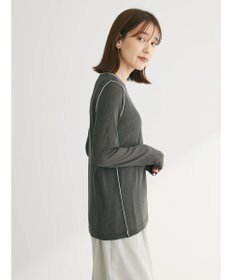 Green Parks 配色ステッチシアーリブプルオーバー