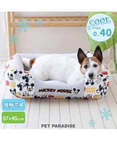 PET PARADISE ディズニー ミッキーマウス アイコン柄 四角  クール カドラーベッド（57×45cm）