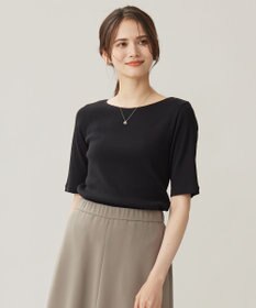 自由区 【洗える】ソフトリブ5分袖 Tシャツ