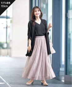 Tiaclasse L 【洗える】シフォンフレアスリーブブラウス