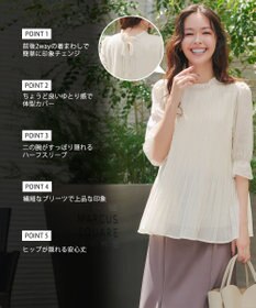 Tiaclasse 【前後2way・洗える】シアープリーツブラウス