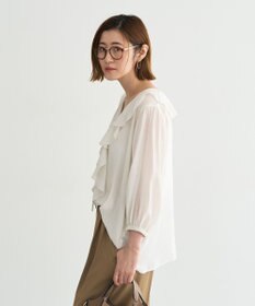 YECCA VECCA ラッフルリボンシアーブラウス