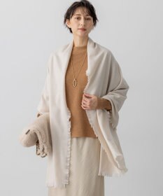 23区 ピュアカシミヤ フリンジ ストール ベージュ系