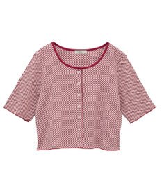 earth music&ecology ＳＥＴ２点ギンガムメロ－カーデ＋リボンタンク