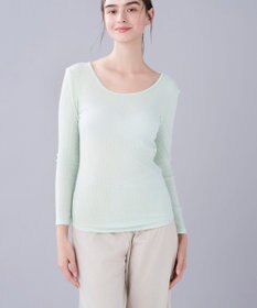 une nana cool 綿100% リブ編みコットン 長袖シャツ