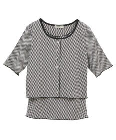 earth music&ecology ＳＥＴ２点ギンガムメロ－カーデ＋リボンタンク