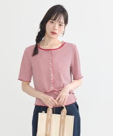 earth music&ecology ＳＥＴ２点ギンガムメロ－カーデ＋リボンタンク