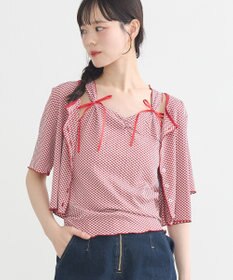 earth music&ecology ＳＥＴ２点ギンガムメロ－カーデ＋リボンタンク