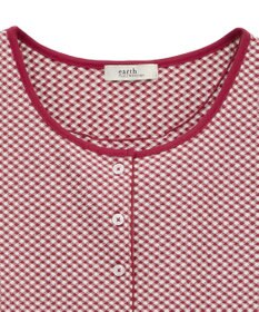 earth music&ecology ＳＥＴ２点ギンガムメロ－カーデ＋リボンタンク