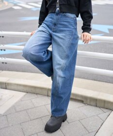 WEGO 【ユニセックス着用ITEM/SMLサイズ展開】カバーフィットバルーンデニムパンツ