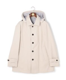 J.PRESS MEN 【オンオフ兼用 / ストレッチ / 撥水 / 洗える】トリコット3レイヤーバルマカンショートコート / フードデタッチャブル