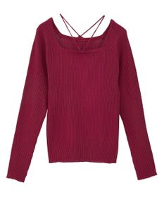 earth music&ecology 【洗濯機洗い可】スクエアホルターネックリブプルオーバー