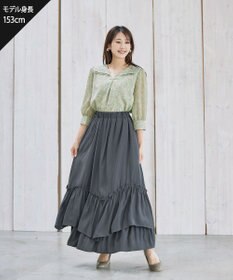 Tiaclasse 【洗える】花柄Vネックブラウス