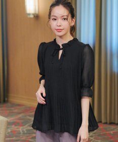 Tiaclasse 【前後2way・洗える】シアープリーツブラウス